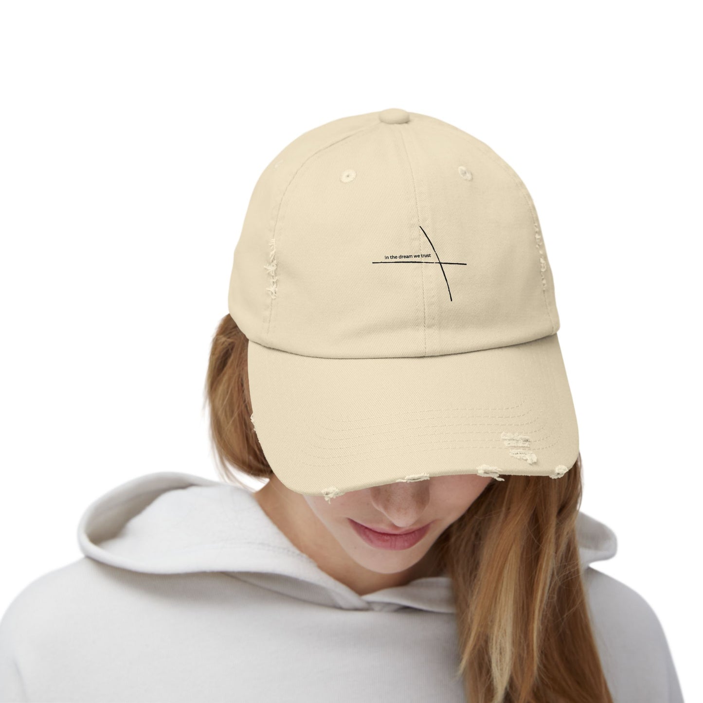 Unisex Distressed Cap - Minimalist Quote Hat for Casual Wear